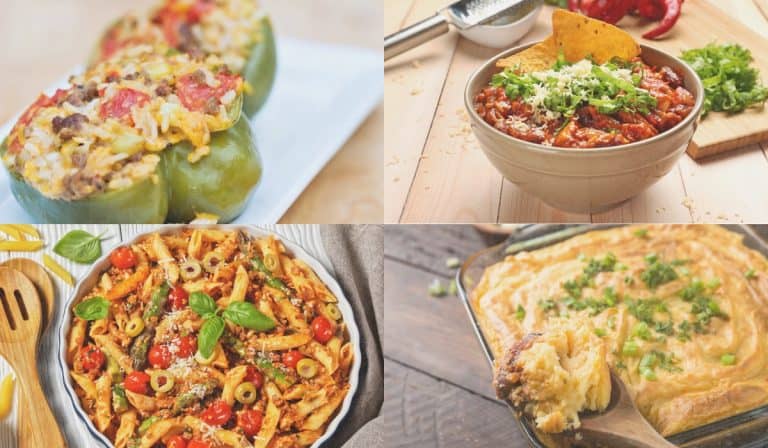 Ground turkey meal prep with pasta, shepherd's pie, stuffed peppers and chili.